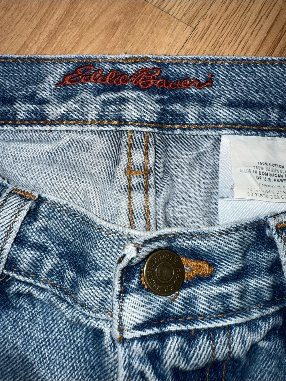Men's Vintage Eddie Bauer Jorts Light Wash Denim Cutoffs Raw Hem